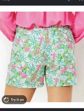 Lilly Pulitzer Pink & Green Floral Bermuda Shorts